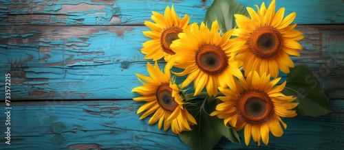 Vibrant Fresh Produce  Sunflowers Bloom Against Rustic Background