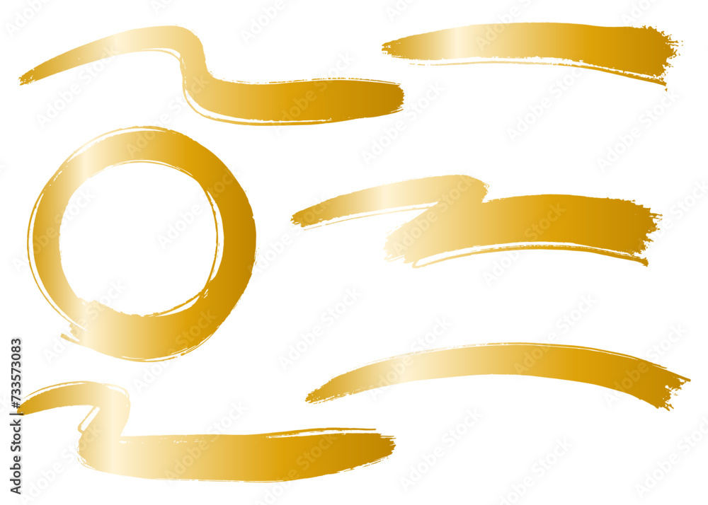 Obraz premium 筆書き風の装飾素材セット、和風デザイン