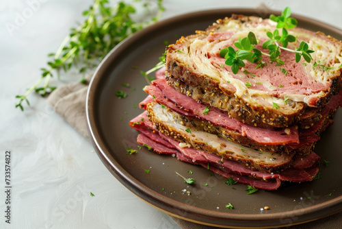 Pastrami plate  isolated