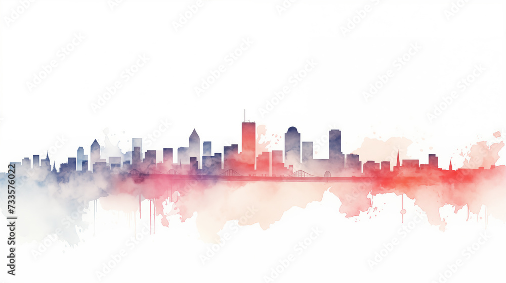 Ink city silhouette illustration material
