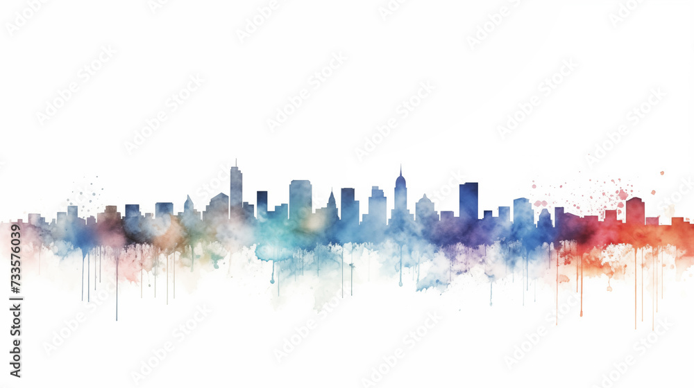 Fototapeta premium Ink city silhouette illustration material