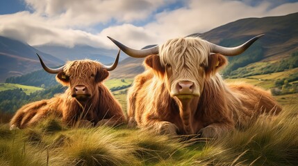 Tableau sur plexiglas Animaux Vache Highland aux longs poils roux  © PikePicture