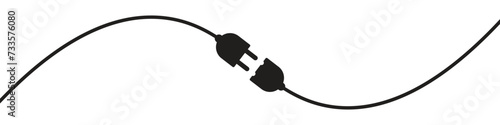 electrical cable, plug and socket as sine wave shape, vector illustration on transparent background. photo