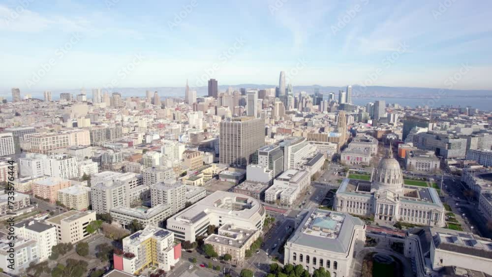 San Francisco CA USA Cityscape Skyline, Aerial View of City Hall and Financial District Towers San Francisco CA USA Cityscape Skyline, Aerial View of City Hall and Financial District Towers
