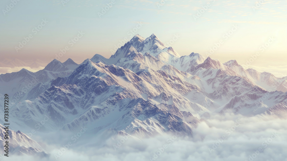 Majestic mountains covered in snow