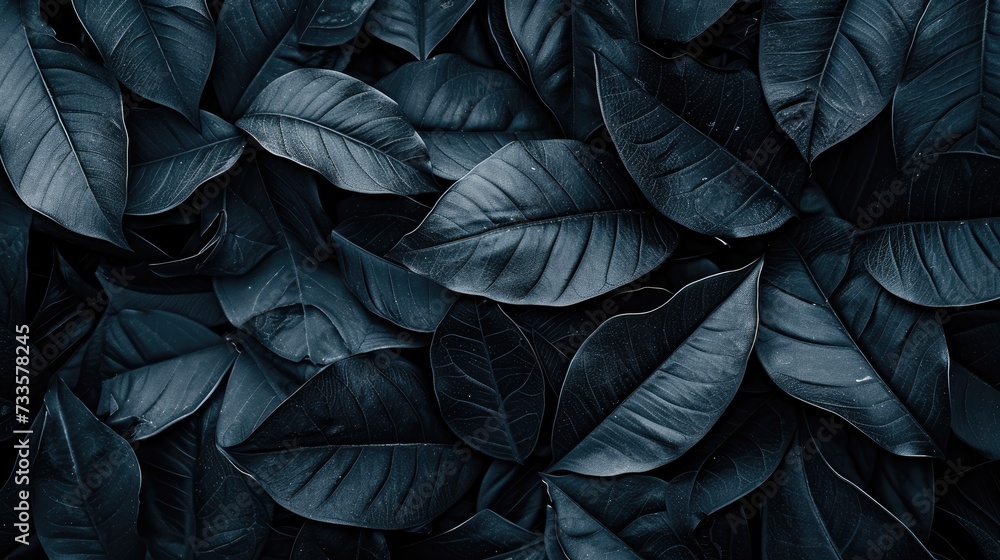 Immerse yourself in the abstract beauty of black leaves, creating a tropical leaf background. Ai Generated. - obrazy, fototapety, plakaty 