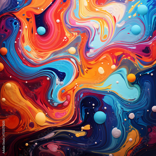 Abstract swirls of paint in vibrant colors.