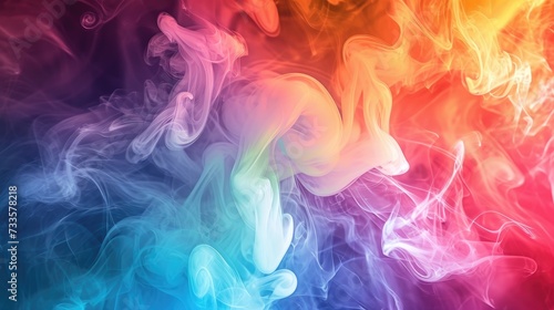 Vibrant splash of rainbow paint contrasts against a billowing flames background. Ai Generated.