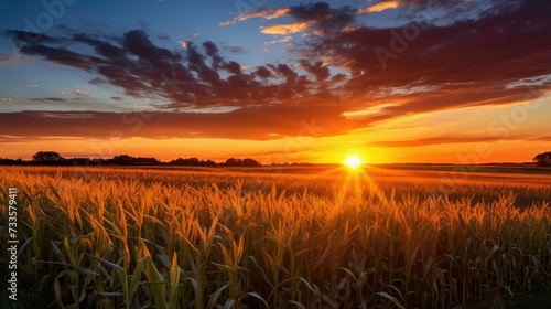 agriculture sunset corn field © PikePicture