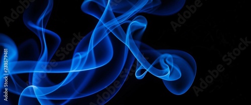 Ethereal blue smoke waves against a dark backdrop; an elegant dance of light capturing mystery and artistry