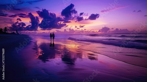 As dusk falls, the beach becomes a canvas of purple and blue serenity © Veniamin Kraskov