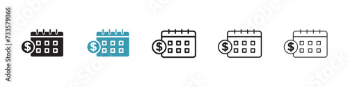 Remuneration Day Vector Icon Set. Payroll schedule date vector symbol for UI design.