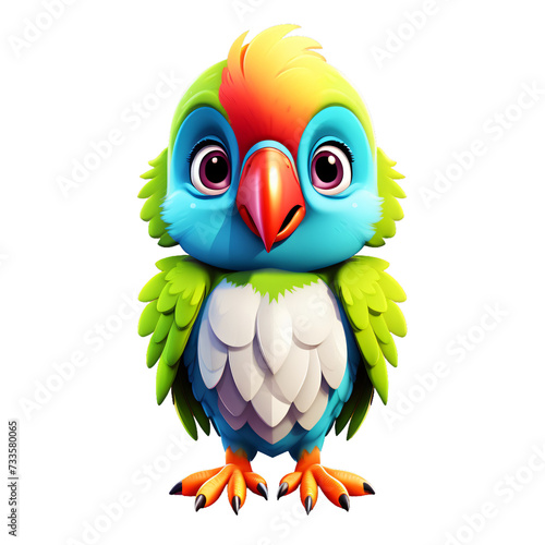 parrotVector illustration of cute little baby parrot isolated on white. Animal clipart in flat style isolated on transparent or white background, background cutout png © lakmudi