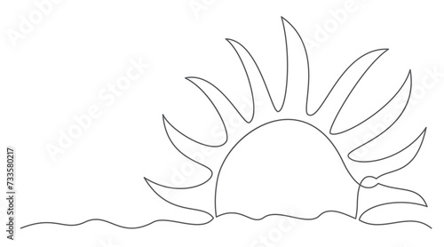 Sun One line drawing isolated on white background