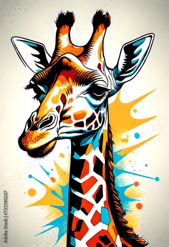 a colorful illustration of a giraffe head 