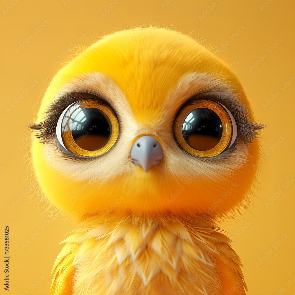 flat logo of Cute baby eagle with big eyes lovely little animal 3d rendering cartoon character flat logo of Cute baby eagle with big eyes lovely little animal 3d rendering cartoon character