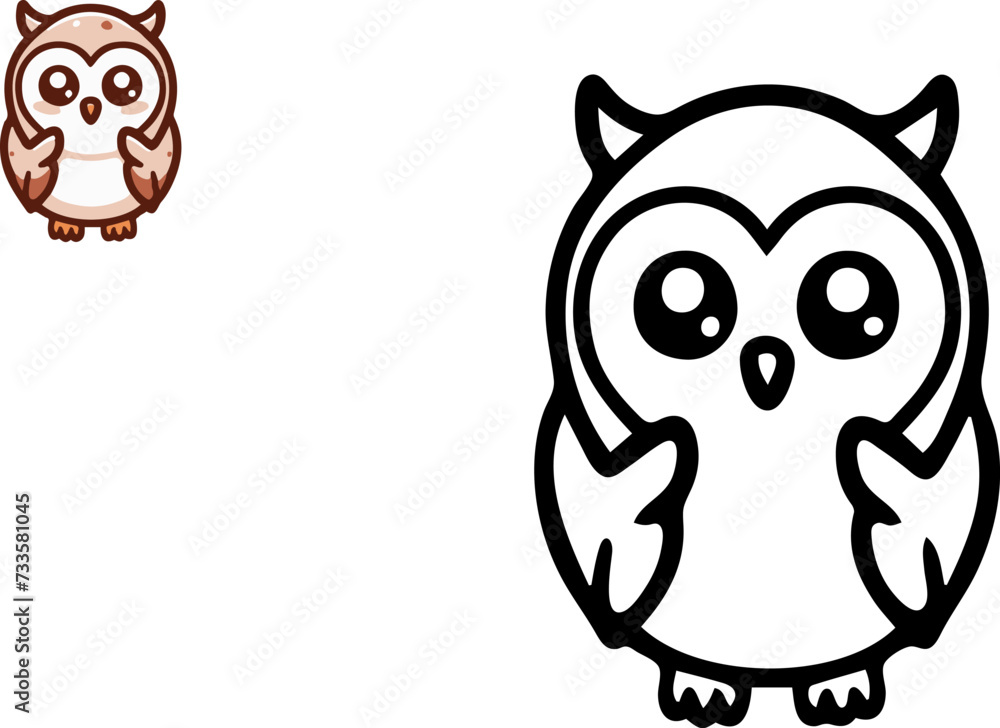 Illustration of Cartoon owl, Coloring book
