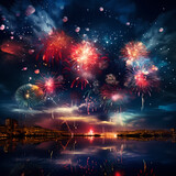 Vibrant fireworks against a dark sky.