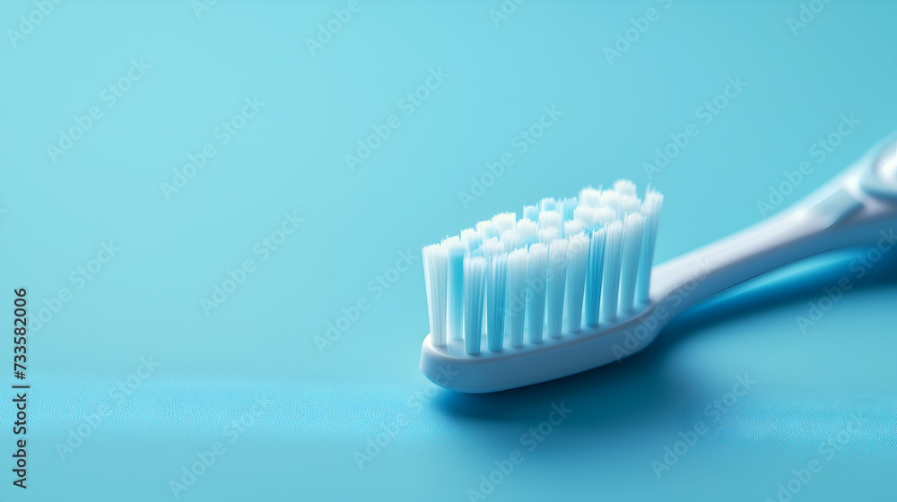 Toothbrush on a blue background, close-up, copy space Toothbrush on a blue background, close-up, copy space