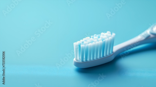 Toothbrush on a blue background  close-up  copy space