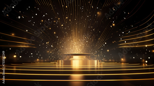 Luxurious podium, decorated with sparkling light effects