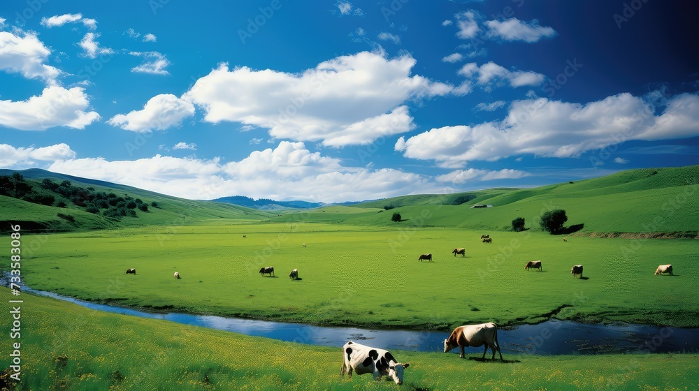 grazing cows on pasture
