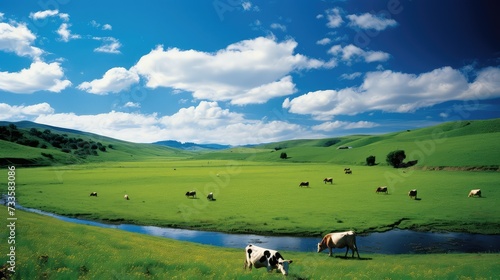 grazing cows on pasture