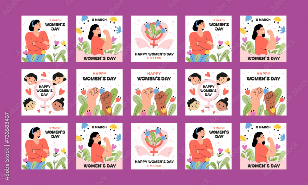 happy women day march vector illustration flat design