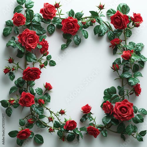 Roses Frame and Card with Floral Decorations © Thitiphan
