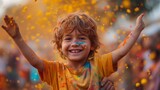 Jubilant Youngster Revels in the Colorful Chaos of Holi Festival Celebrations