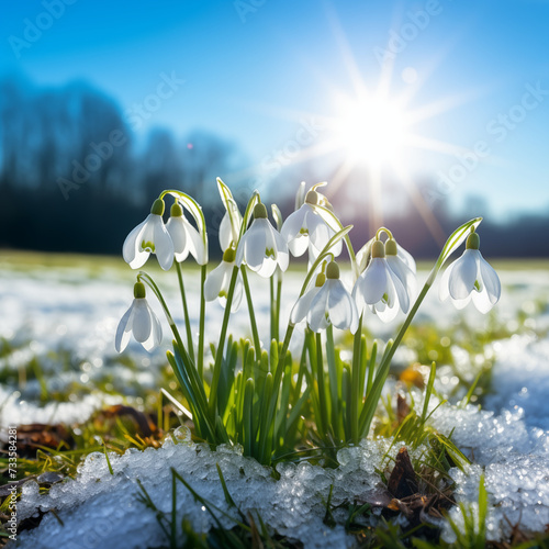 snowdrops in snow