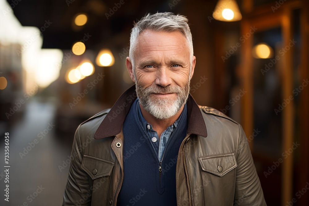 Portrait of a handsome senior man with grey beard in urban background Portrait of a handsome senior man with grey beard in urban background