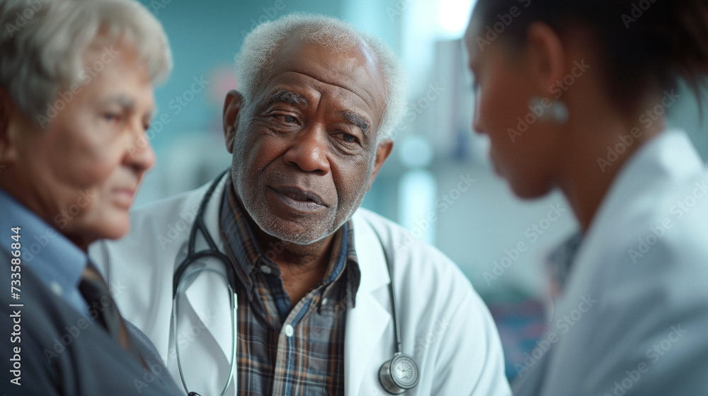 diverse healthcare professional discussing end-of-life care preferences with a patient and their family, ensuring the patient's wishes are respected and documented. diverse healthcare professional discussing end-of-life care preferences with a patient and their family, ensuring the patient's wishes are respected and documented.