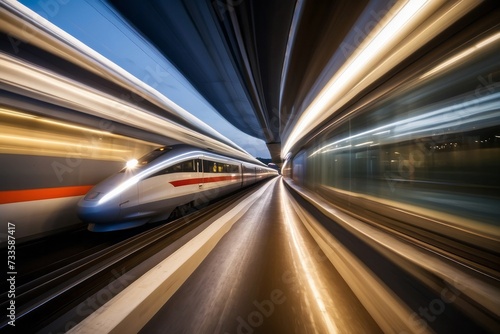 High speed passenger train in motion - long exposure