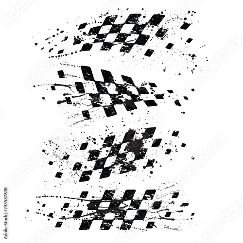 Different grunge wave ink flags