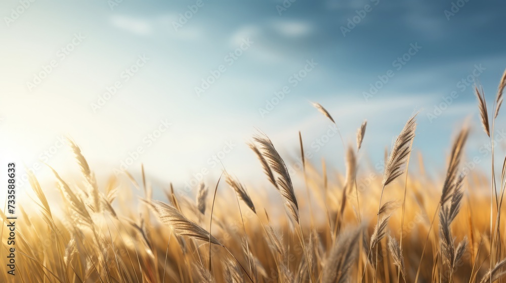 A wheat field at sunset.