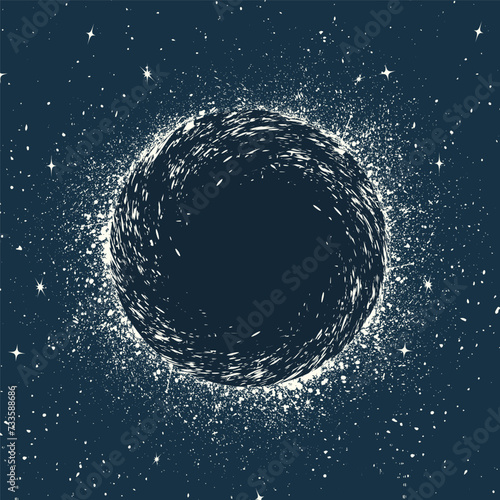 Grunge dark space with black hole