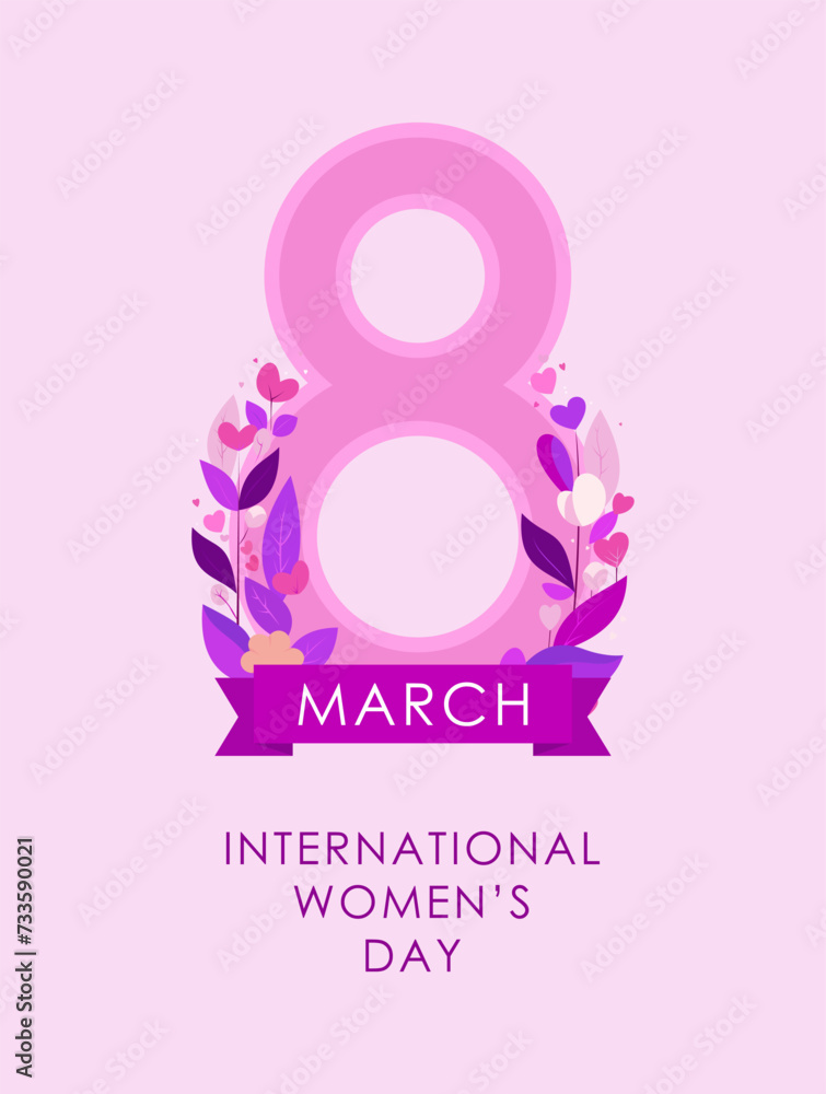 International women's day. Greeting card. Floral flat vector illustration International women's day. Greeting card. Floral flat vector illustration