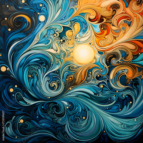 Abstract art with swirling patterns. -