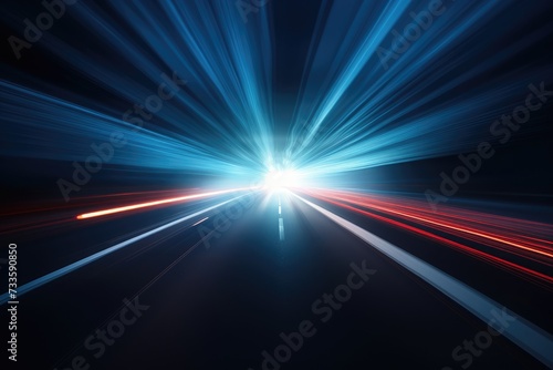 Abstract long exposure dynamic speed light in rural city road  Ai generated