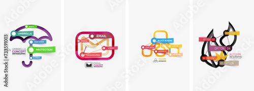 Set of infographics with line design icons. Vector illustration For Wallpaper, Banner, Background, Card, Book Illustration, landing page