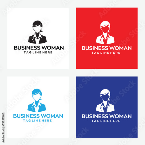 business woman logo with editable vector file