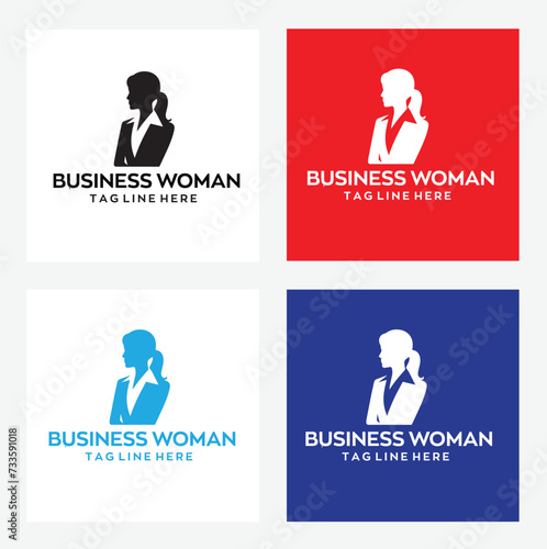 business woman logo with editable vector file