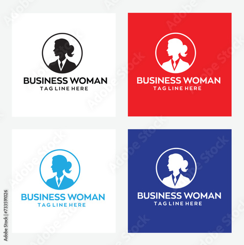 business woman logo with editable vector file