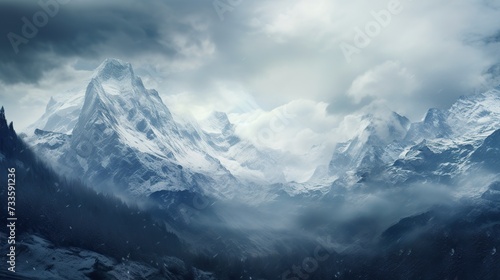 Swiss Alps Mountain Range Landscape. copy space for text. photo