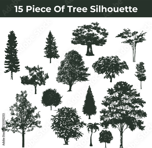15 Set of Trees Silhouettes  Piece Of Tree Silhouette