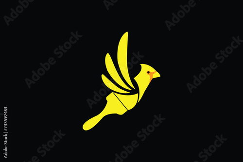 bird and paint brush logo, bird and leaf logo, paint and color logo, brand mark, icon, symbol photo