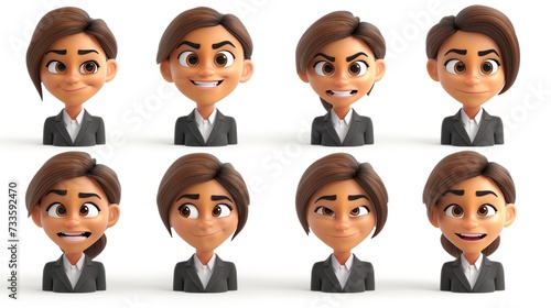  female workers with different expressions