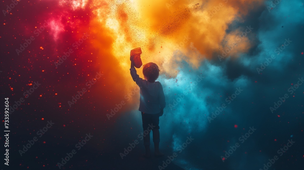 Person Standing in Front of Colorful Background