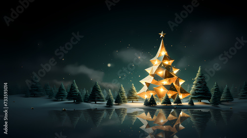 Christmas tree illustration, Christmas holidays concept photo